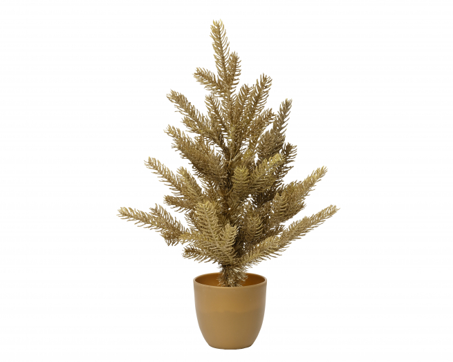 Pino "Tiffany" glitter oro in vaso, altezza 45 cm, diametro base 35 cm