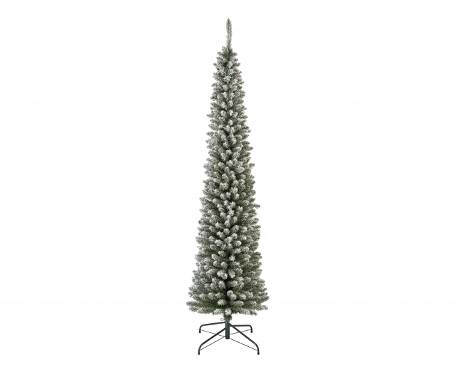 Pino "Pencil" verde innevato, altezza 300 cm, diametro base 80 cm