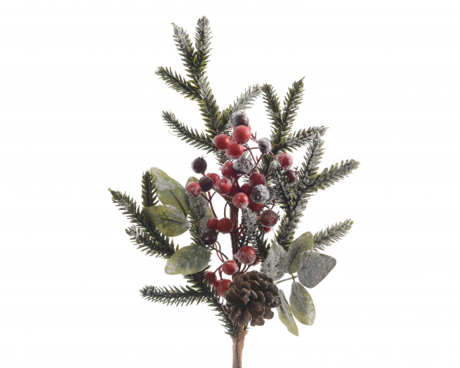 Ramo di abete con bacche e pigne, altezza 50 cm