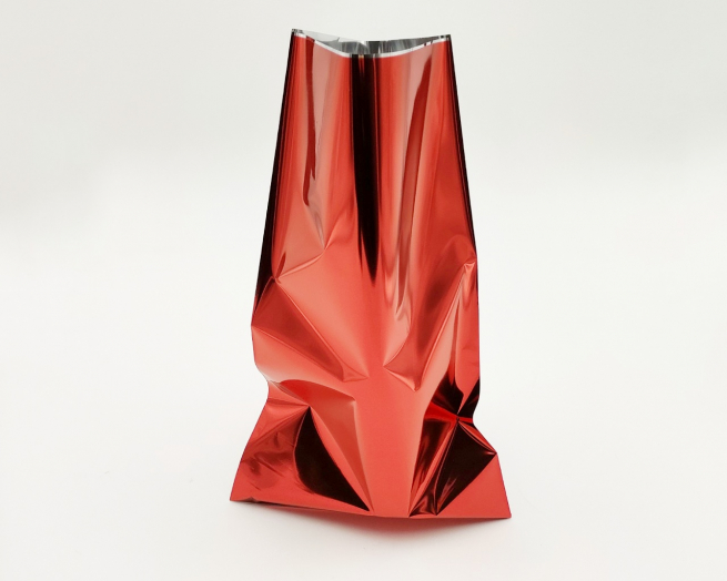 Sacchetto regalo metallizzato rosso tinta unita