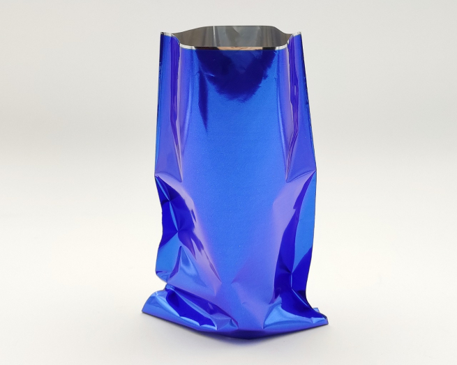 Sacchetto regalo metallizzato blu tinta unita