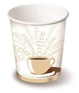 Bicchiere in cartoncino per bevande calde e fredde con grafica generica "Coffee White"