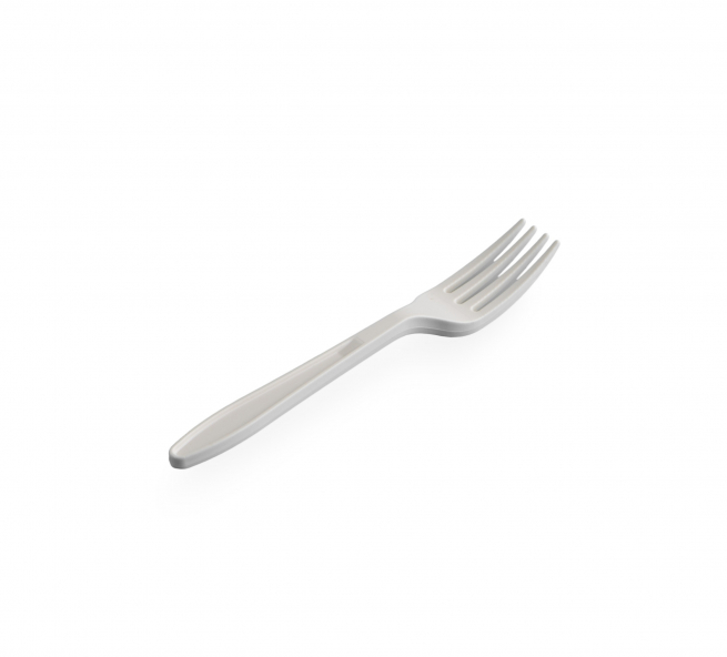 Forchetta aperitivo bianca in mater-bi bio-compostabile 12cm, confezione da 100 pezzi