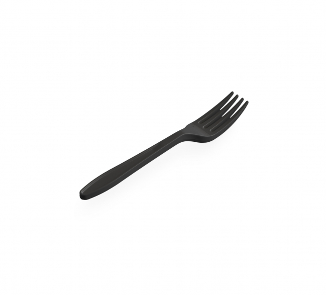 Forchetta aperitivo nera in mater-bi bio-compostabile 12cm, confezione da 100 pezzi