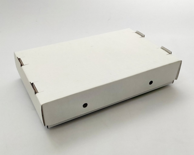 Scatola asporto fondo+coperchio in cartone microonda bianco, formato 24x39, altezza 7.5cm
