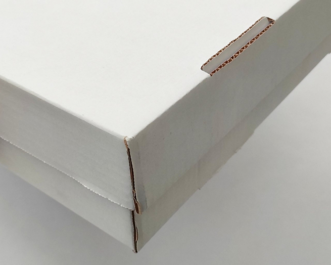 Scatola asporto fondo+coperchio in cartone microonda bianco, formato 45x65, altezza 11cm