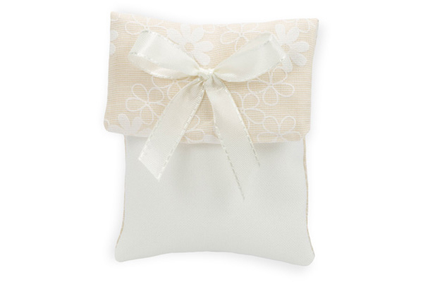 Bustina con margherite beige 7.5x9 cm, confezione da 10 pezzi