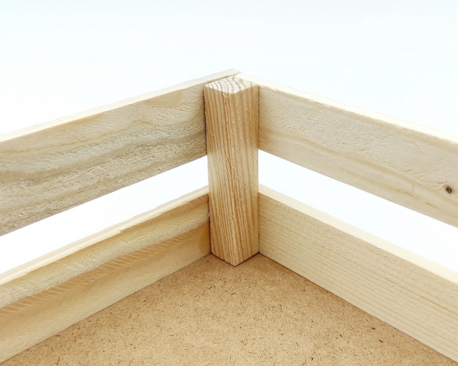 Cassetta rettangolare in legno naturale, formato 28x37 cm, altezza 8 cm