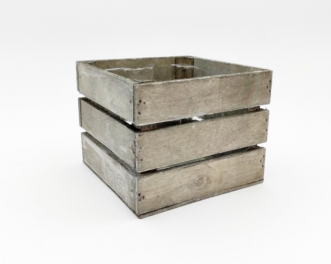 Porta vaso in legno grigio 15.5x15.5 cm, altezza 9.5 cm