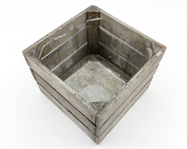 Porta vaso in legno grigio 15.5x15.5 cm, altezza 9.5 cm
