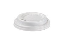 Coperchio bianco in CPLA biodegradabile, diametro 6.2cm  per bicchiere in cartoncino da 115cc, confezione da 50 pezzi