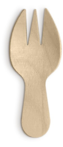 Mini forchetta fingerfood in legno biodegradabile, confezione da 100 pezzi