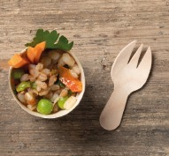 Mini forchetta fingerfood in legno biodegradabile, confezione da 100 pezzi