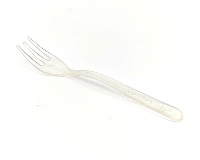 Mini forchetta fingerfood in PLA biodegradabile, 10cm., confezione da 50 pezzi