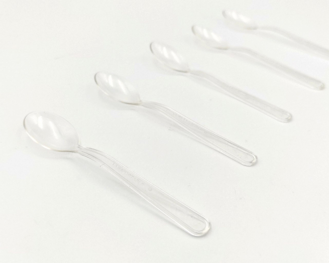 Mini cucchiaino fingerfood in PLA biodegradabile, 10cm., confezione da 50 pezzi