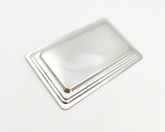 Mini vassoio oro rettangolare monoporzione design "Mignon", 67x110mm, confezione da 100 pezzi