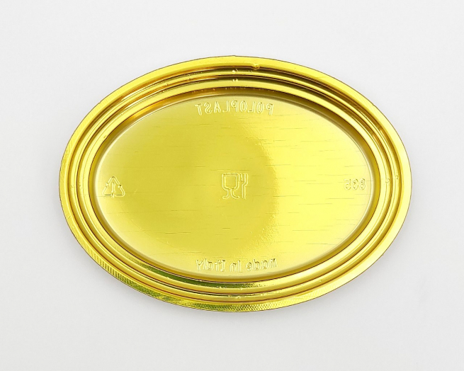 Mini vassoio oro ovale monoporzione design "Mignon", confezione da 100 pezzi