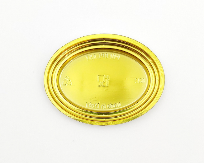 Mini vassoio oro ovale monoporzione design "Mignon", confezione da 100 pezzi