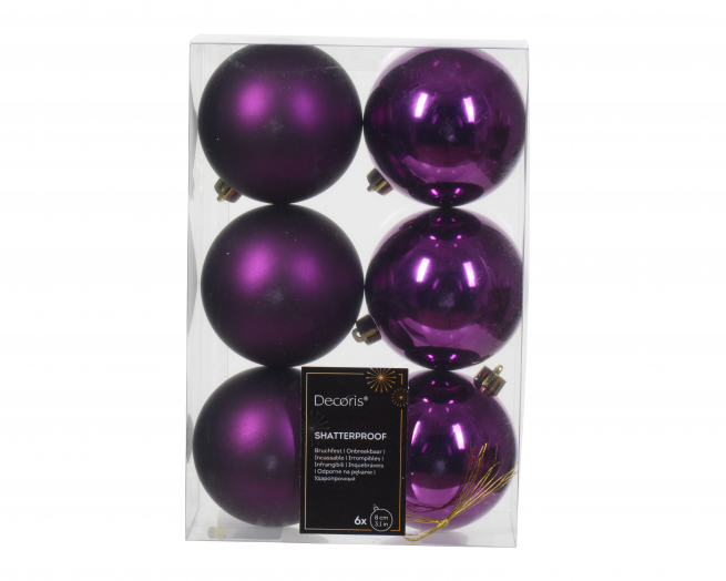 Sfera infrangibile violetto, diametro 8 cm, confezione da 6 pezzi