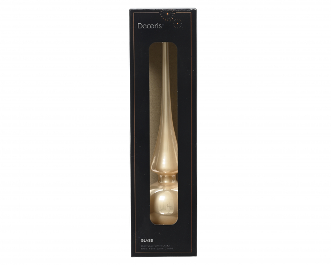 Puntale in vetro perla, diametro 6 cm, altezza 26 cm