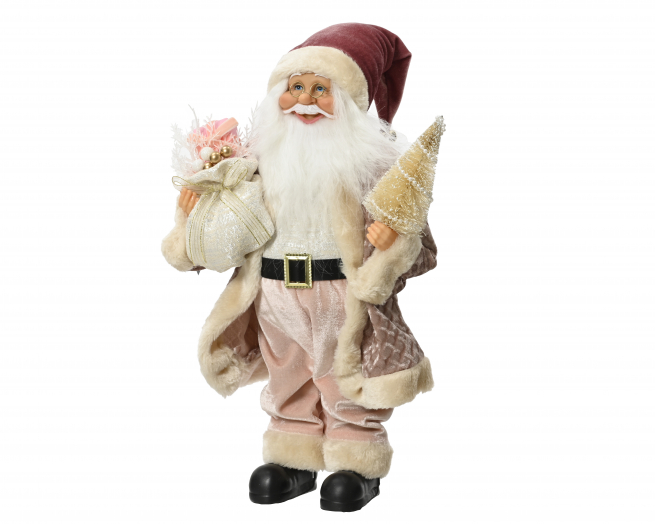 Babbo Natale con abiti rosa altezza 45 cm
