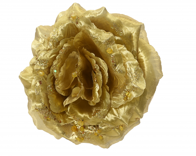 Rosa oro con ghiaccio glitter su clip, diametro 14 cm