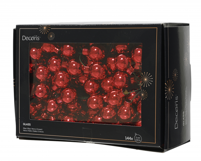 Sfera a grappolo in vetro rosso, diametro 2 cm, confezione da 12 pezzi