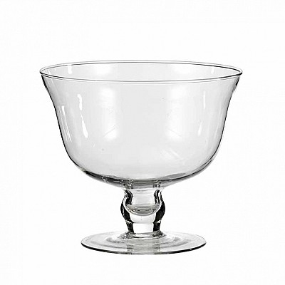 Coppa con piede in vetro trasparente, diametro 19.5 cm, altezza 17 cm