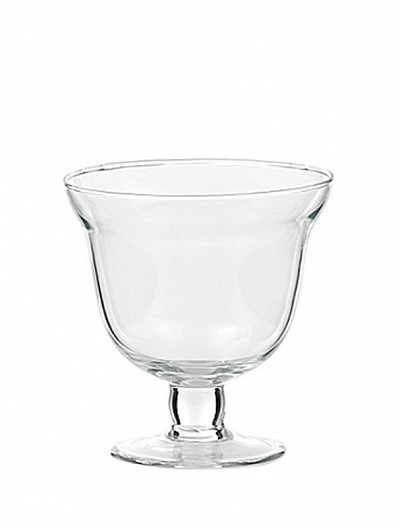 Coppa con piede in vetro trasparente, diametro 14 cm, altezza 15 cm