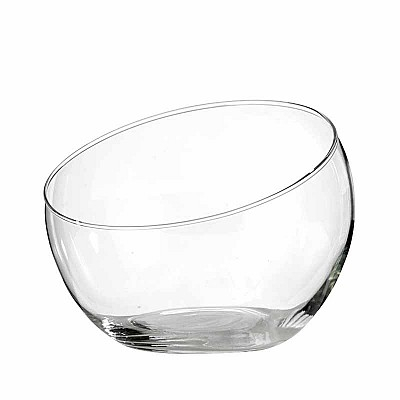 Vaso sfera in vetro taglio obliquo, diametro 10 cm e altezza 7 cm