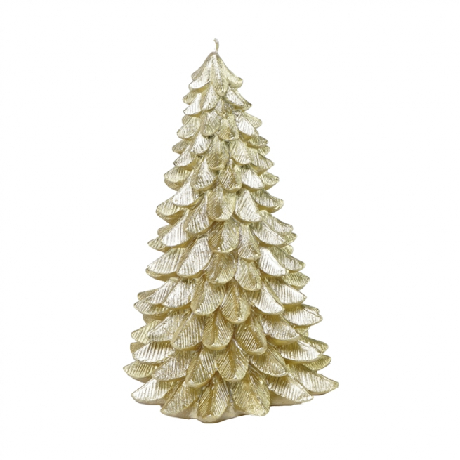 Candela a forma di alberello oro, altezza 22 cm