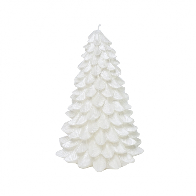 Candela a forma di alberello bianco, altezza 22 cm