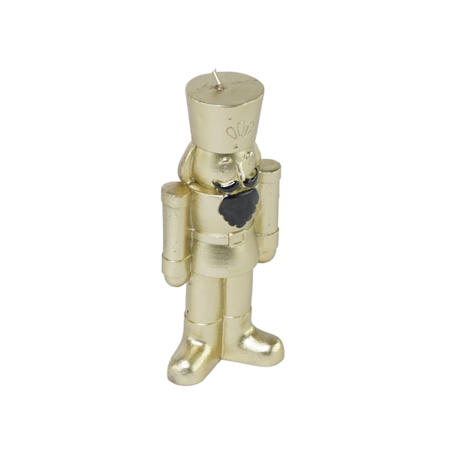 Candela oro a forma di soldatino altezza 13.5 cm