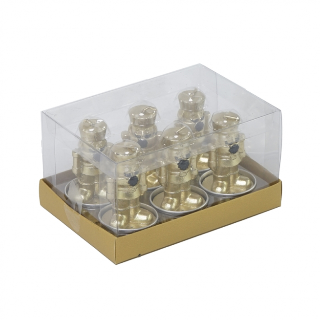 Candela "Tea Light" oro con soldatino, confezione da 6 pezzi
