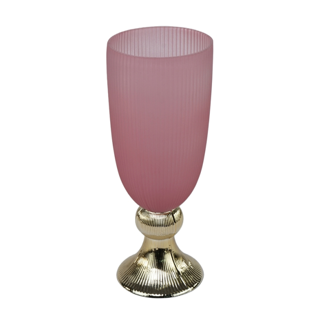 Vaso in vetro rosa e oro, altezza 38 cm