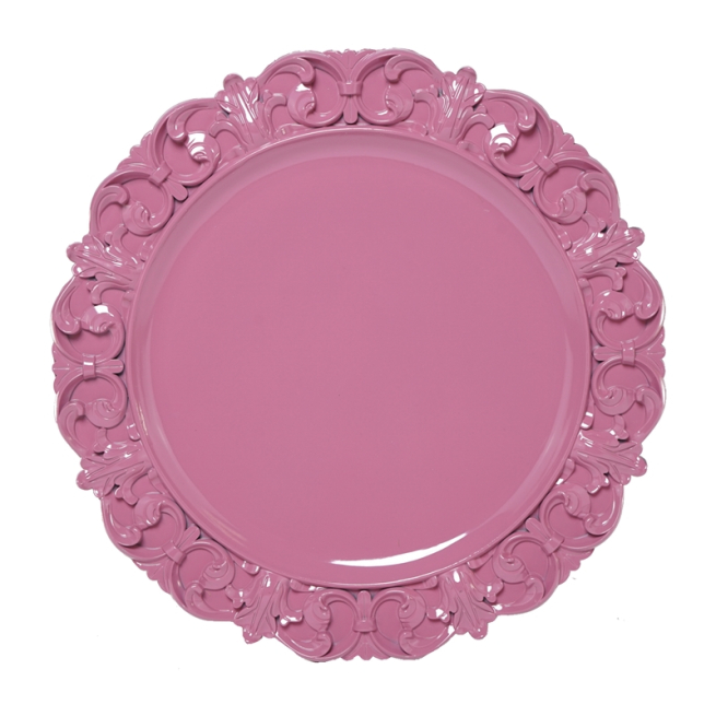 Sottopiatto in PVC rosa, diametro 36 cm