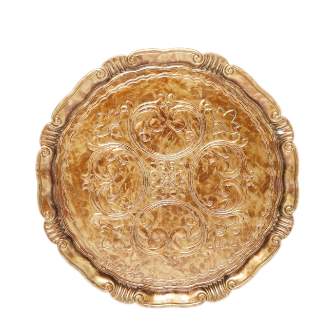 Sottopiatto in PVC oro antico, diametro 33 cm