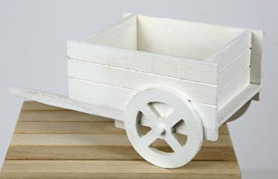 Carretto in legno bianco, 11x21 cm, altezza 9.5 cm