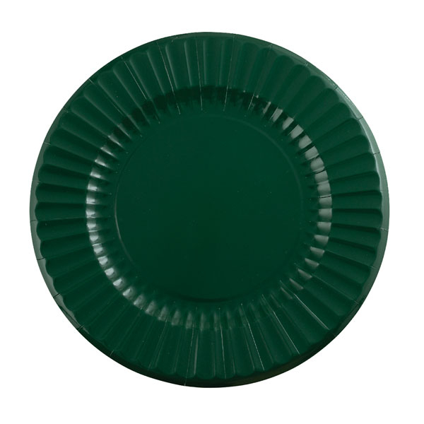 Piatto in cartoncino verde 33 cm, confezione da 6 pezzi
