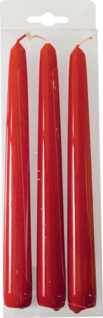 Candela conica laccata, altezza 20 cm, confezione da 3 pezzi