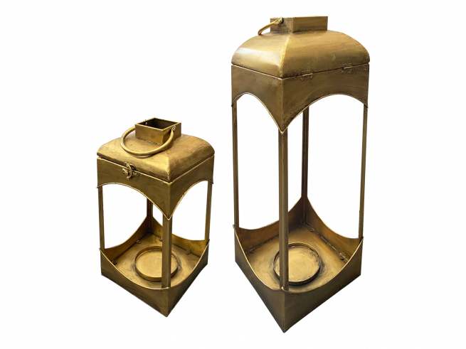Lanterna quadrata in metallo dorato, varie misure