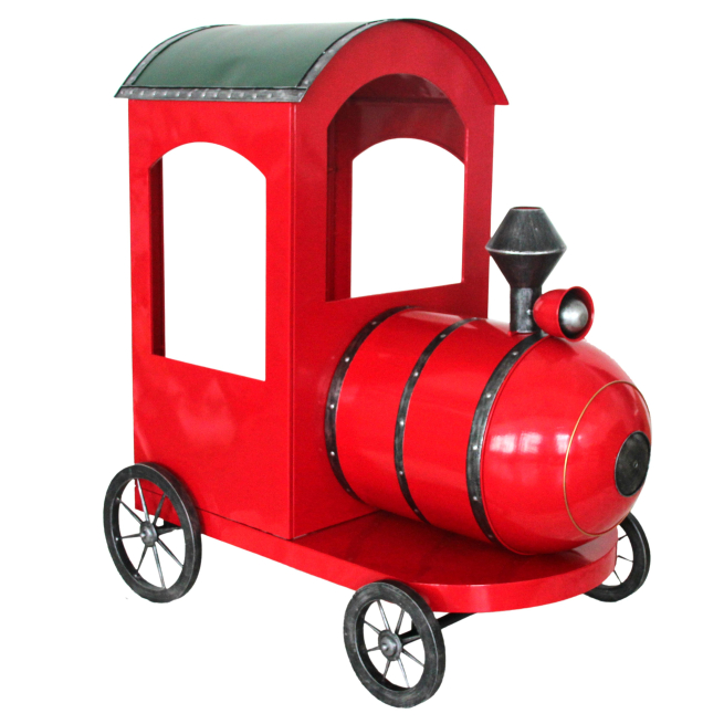 Locomotiva in metallo rosso, altezza 162 cm