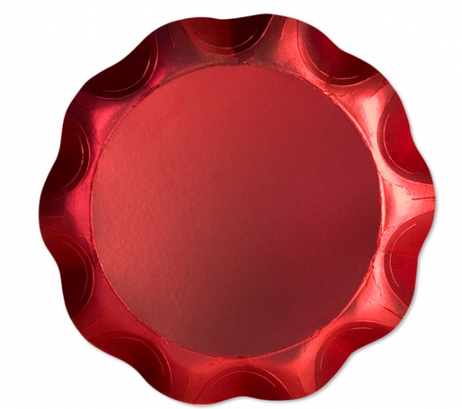 Vassoio in cartoncino rosso, diametro 40 cm