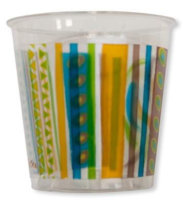 Bicchiere in plastica 300 cc, fantasia "Ethnic", confezione da 8 pezzi