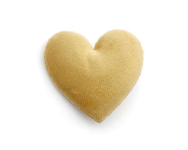 Cuore in velluto cammello con adesivo, diametro 6 cm, confezione da 4 pezzi