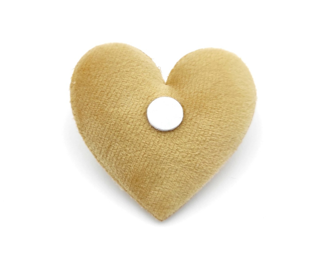Cuore in velluto cammello con adesivo, diametro 6 cm, confezione da 4 pezzi