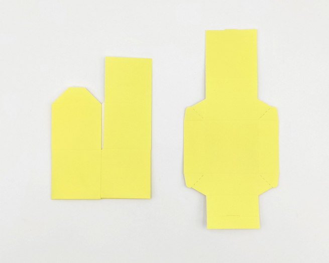 Scatola "Cubetto" in cartoncino giallo con coperchio, formato 5x5x5 cm, confezione da 10 pezzi