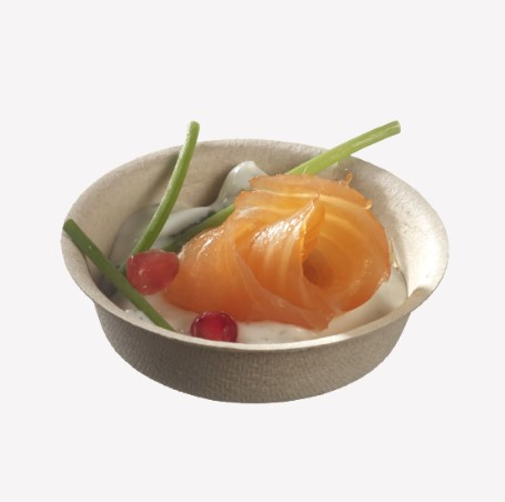 Mini piattino rotondo finger food diametro 56mm, in fibra di bamboo, confezione da 100 pezzi