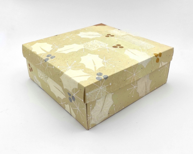 Scatola base quadrata con coperchio in cartone decori natalizi, 30x30x12 cm, cartone da 20 pezzi