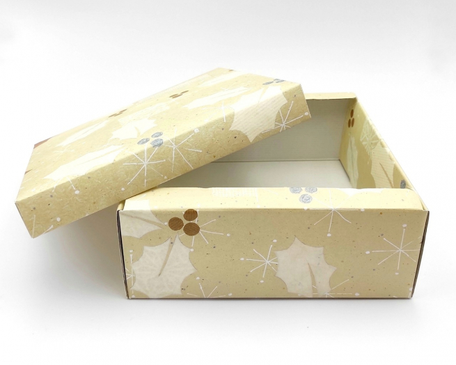 Scatola base quadrata con coperchio in cartone decori natalizi, 30x30x12 cm, cartone da 20 pezzi